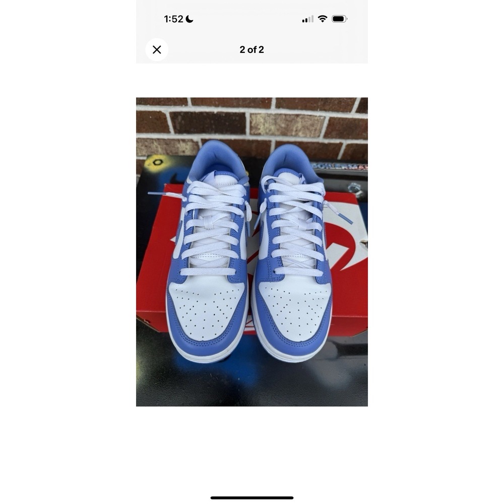 Nike Dunk Low Men 9 Low Top Lace-Up Sneakers White/Polar Blue Leather DV0833-400 - Picture 3 of 10